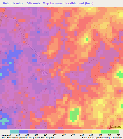 Keta,Guinea Elevation Map