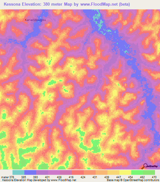 Kessona,Guinea Elevation Map