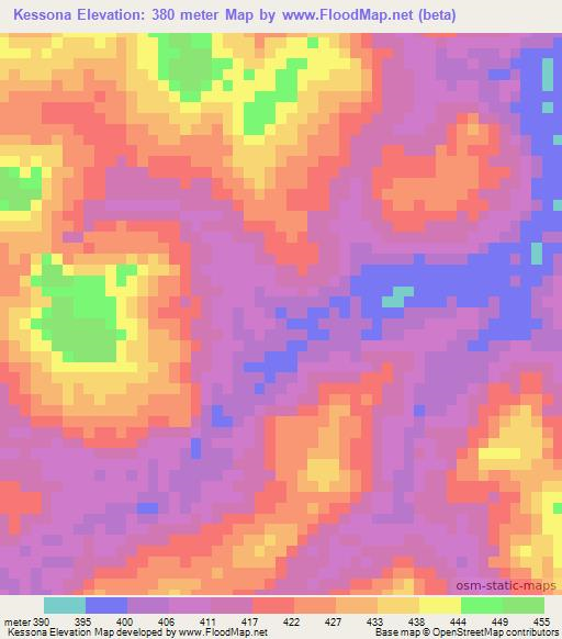 Kessona,Guinea Elevation Map