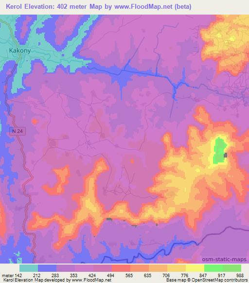 Kerol,Guinea Elevation Map