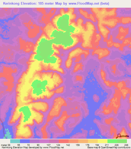 Kerinkong,Guinea Elevation Map