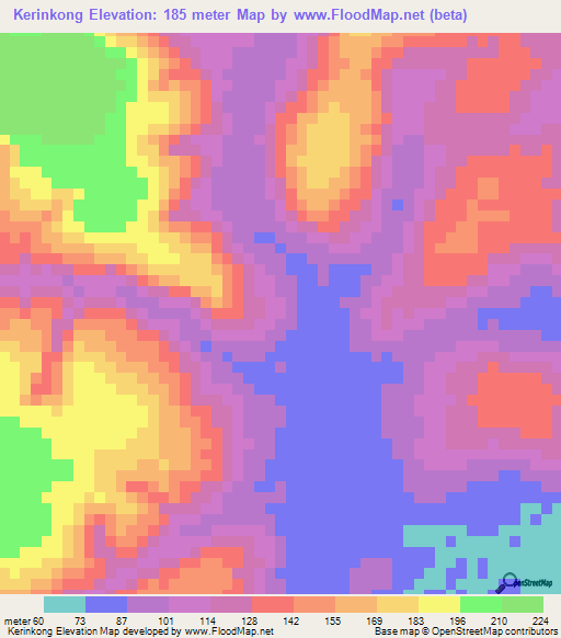 Kerinkong,Guinea Elevation Map