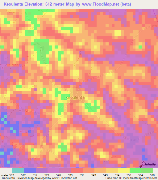 Keoulenta,Guinea Elevation Map