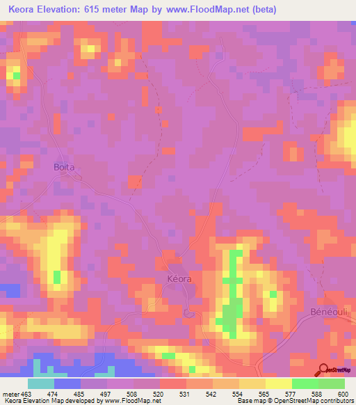 Keora,Guinea Elevation Map