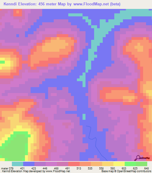 Kenndi,Guinea Elevation Map