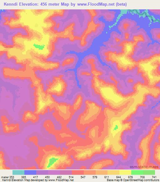 Kenndi,Guinea Elevation Map