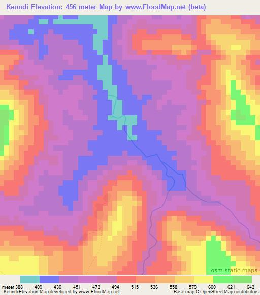 Kenndi,Guinea Elevation Map