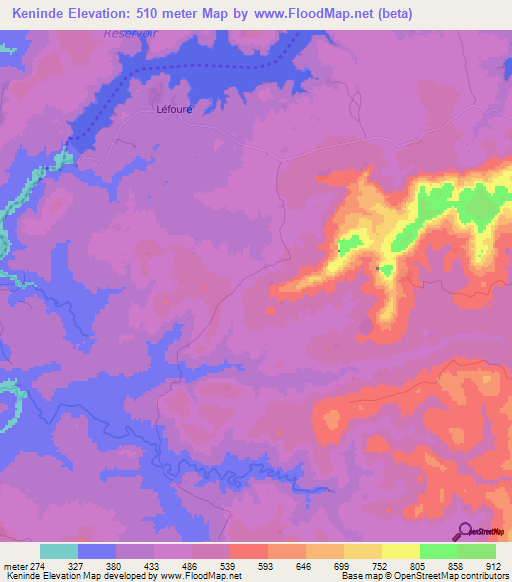 Keninde,Guinea Elevation Map