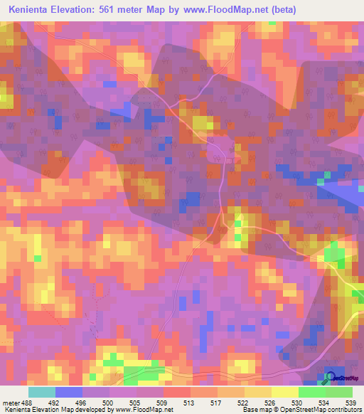 Kenienta,Guinea Elevation Map