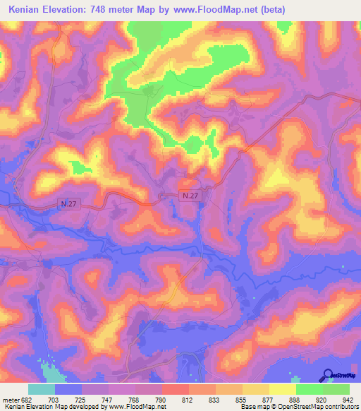 Kenian,Guinea Elevation Map