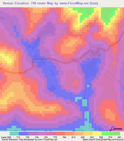 Kenian,Guinea Elevation Map