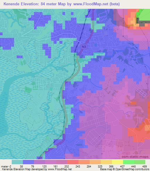 Kenende,Guinea Elevation Map