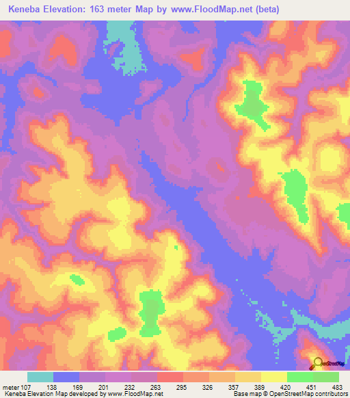 Keneba,Guinea Elevation Map