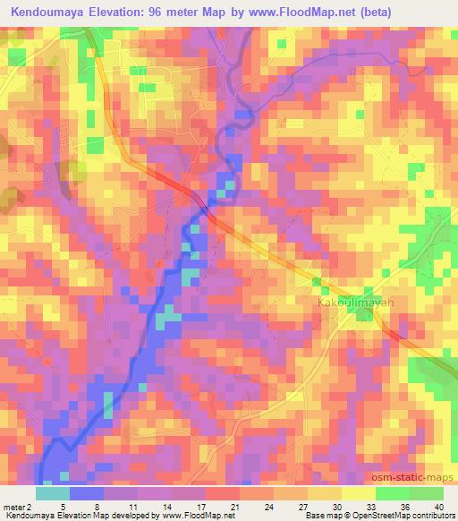 Kendoumaya,Guinea Elevation Map