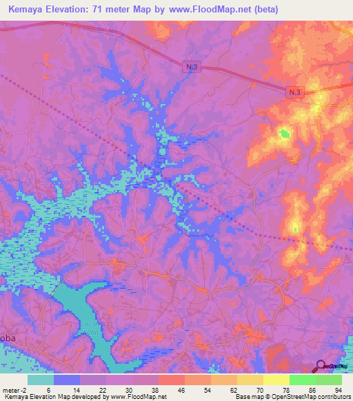 Kemaya,Guinea Elevation Map