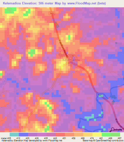 Kelemadiou,Guinea Elevation Map