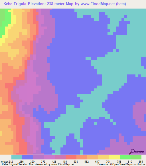 Kebe Friguia,Guinea Elevation Map