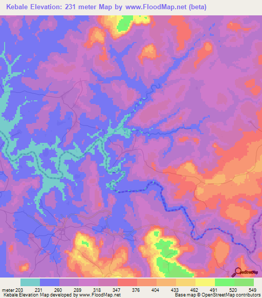 Kebale,Guinea Elevation Map