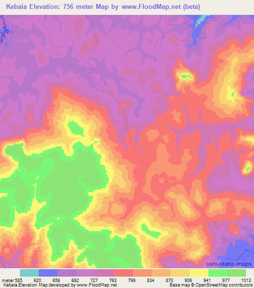 Kebaia,Guinea Elevation Map