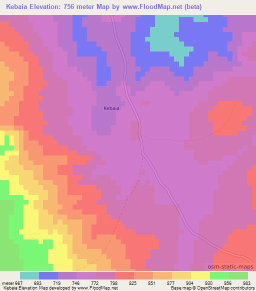 Kebaia,Guinea Elevation Map