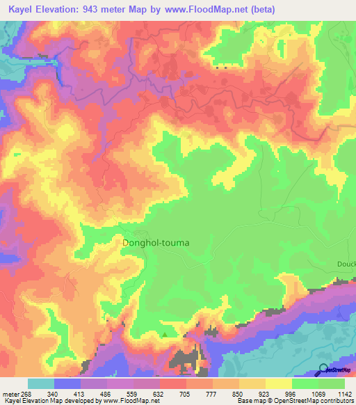 Kayel,Guinea Elevation Map