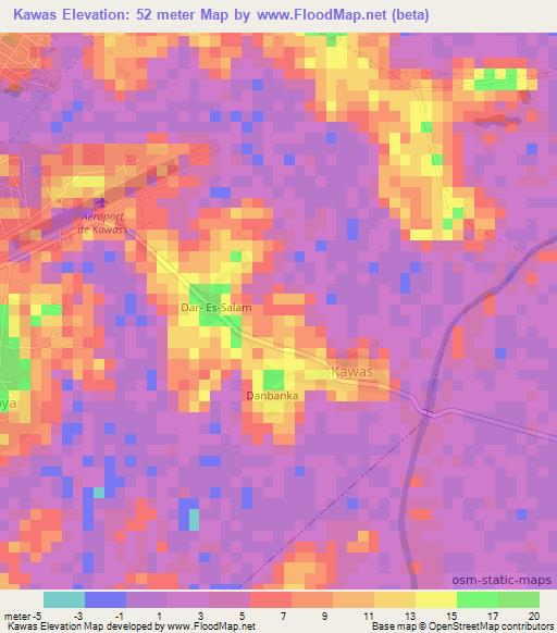 Kawas,Guinea Elevation Map