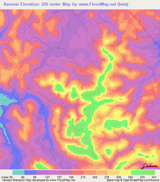 Kavessi,Guinea Elevation Map