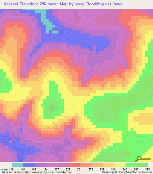 Kavessi,Guinea Elevation Map