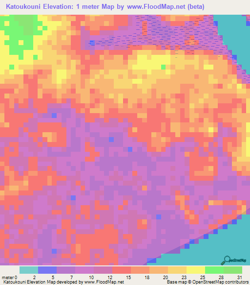 Katoukouni,Guinea Elevation Map