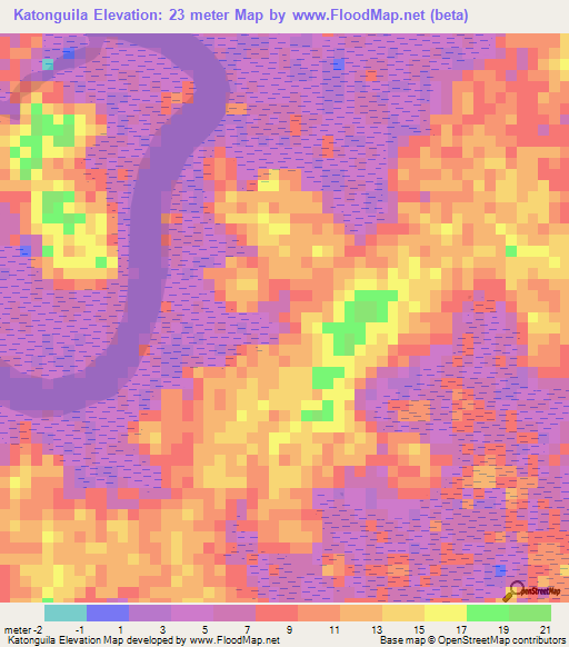 Katonguila,Guinea Elevation Map