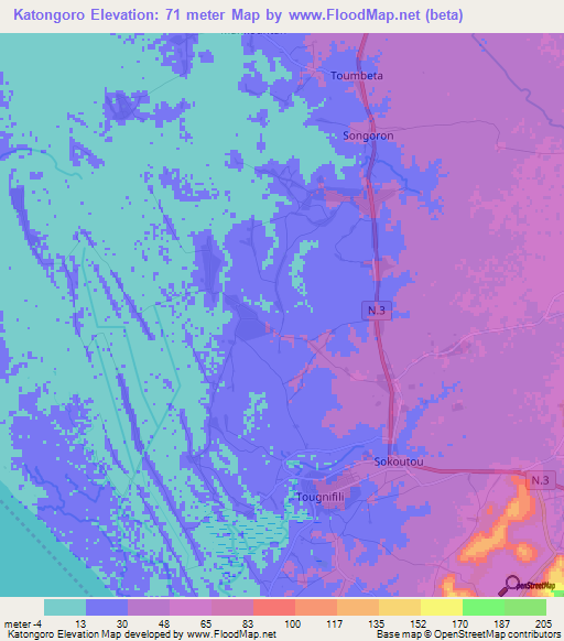 Katongoro,Guinea Elevation Map