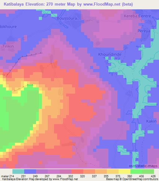 Katibalaya,Guinea Elevation Map