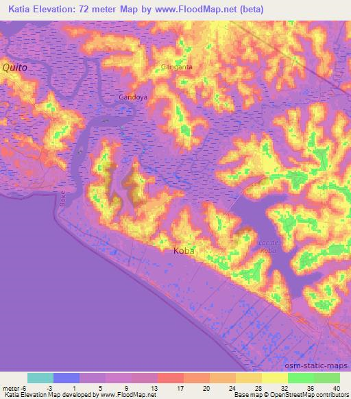 Katia,Guinea Elevation Map