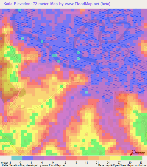 Katia,Guinea Elevation Map