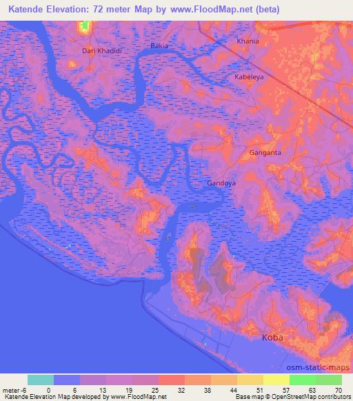 Katende,Guinea Elevation Map