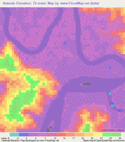 Katende,Guinea Elevation Map