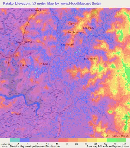 Katako,Guinea Elevation Map