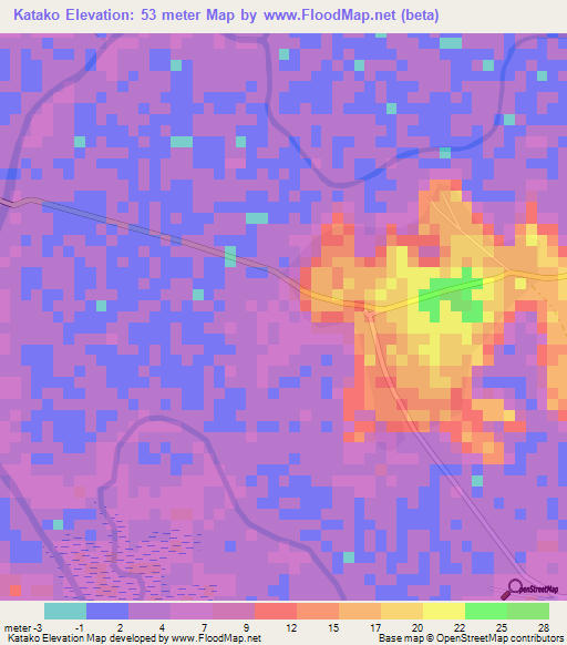 Katako,Guinea Elevation Map