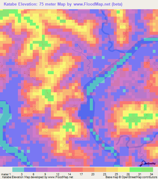 Katabe,Guinea Elevation Map