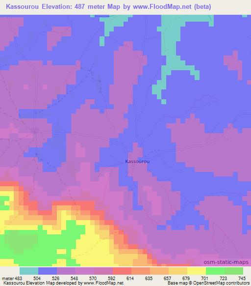 Kassourou,Guinea Elevation Map