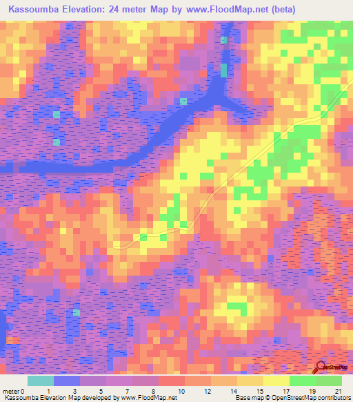 Kassoumba,Guinea Elevation Map