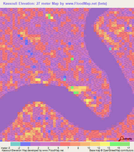 Kassouli,Guinea Elevation Map