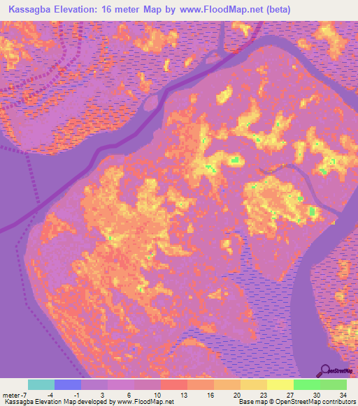 Kassagba,Guinea Elevation Map