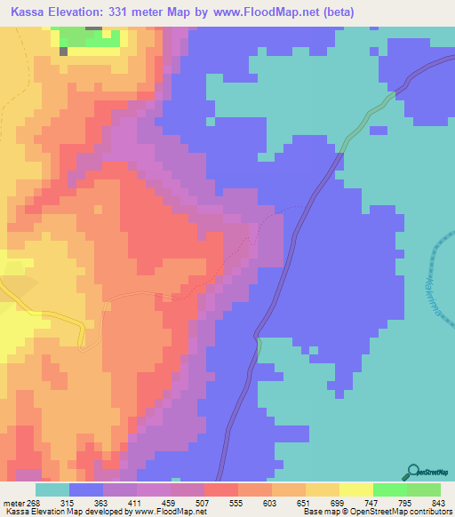 Kassa,Guinea Elevation Map