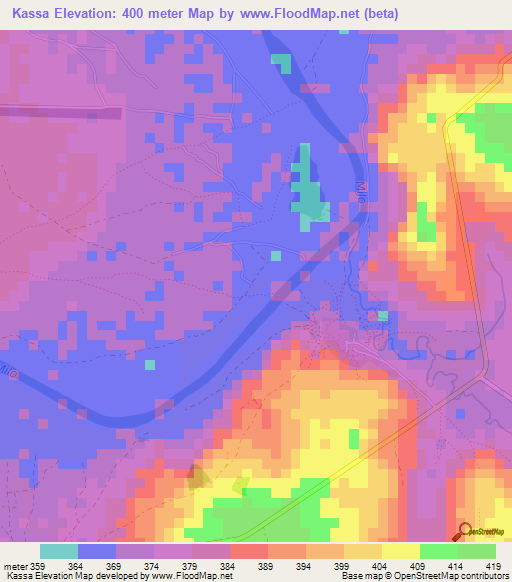 Kassa,Guinea Elevation Map