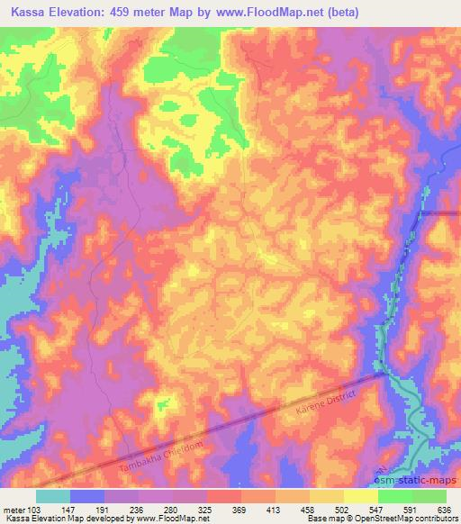 Kassa,Guinea Elevation Map