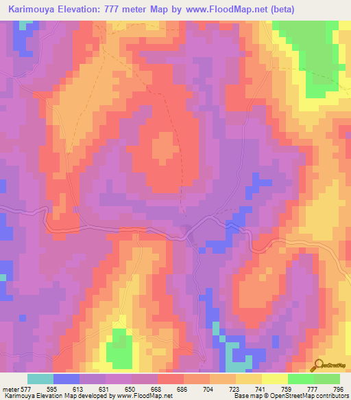 Karimouya,Guinea Elevation Map