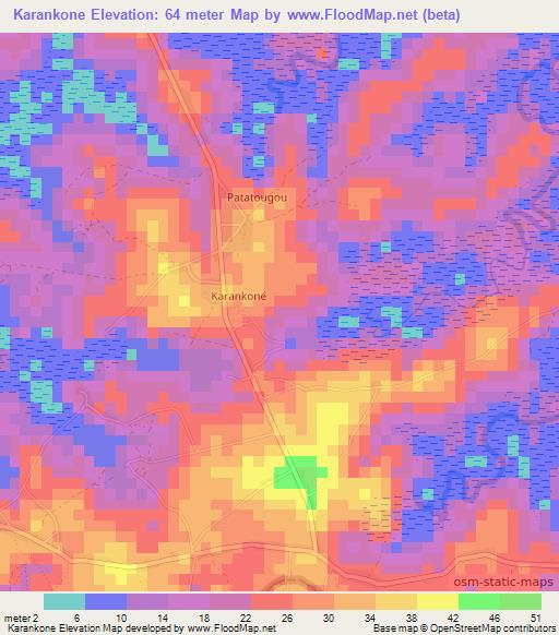 Karankone,Guinea Elevation Map