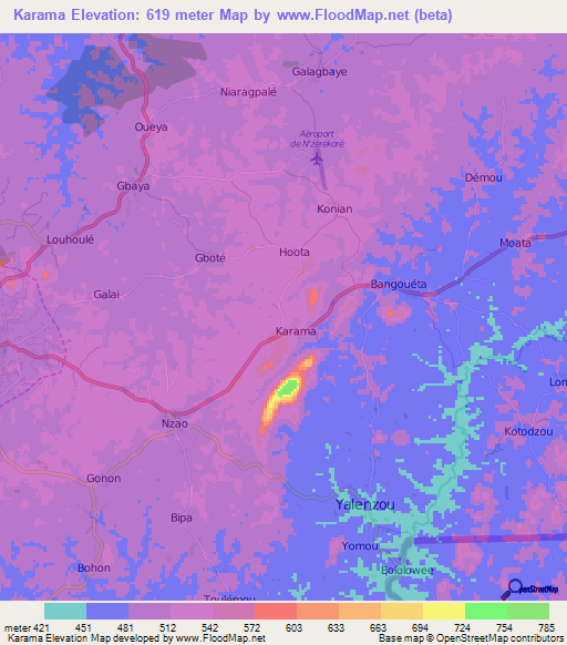 Karama,Guinea Elevation Map