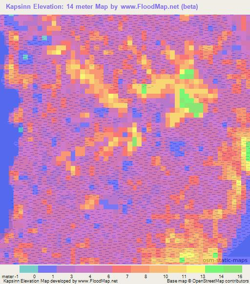 Kapsinn,Guinea Elevation Map